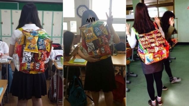 school-girl-korea-food-packs