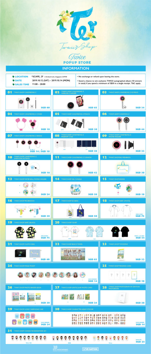 TWICE Twaii's Shop Merch List